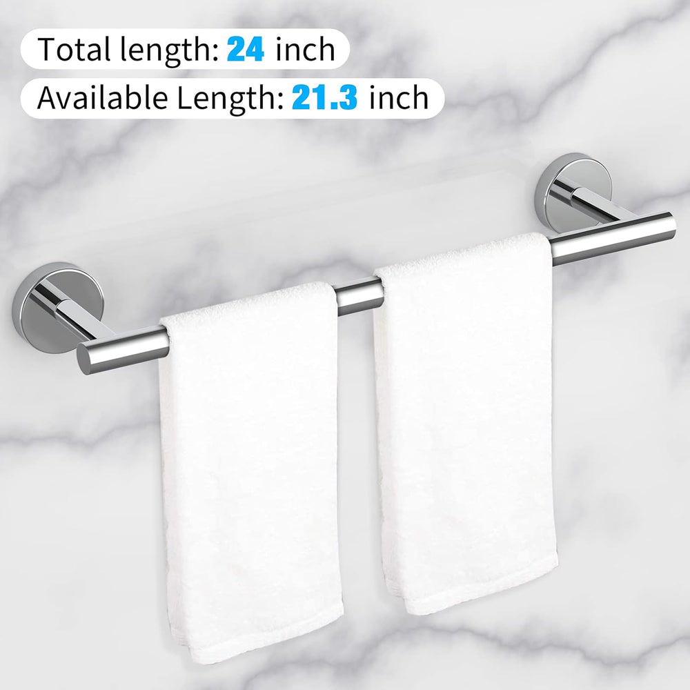 Cilee 2 Pieces Polished Chrome Bathroom Towel Bar, 24 Inch Towel Holder