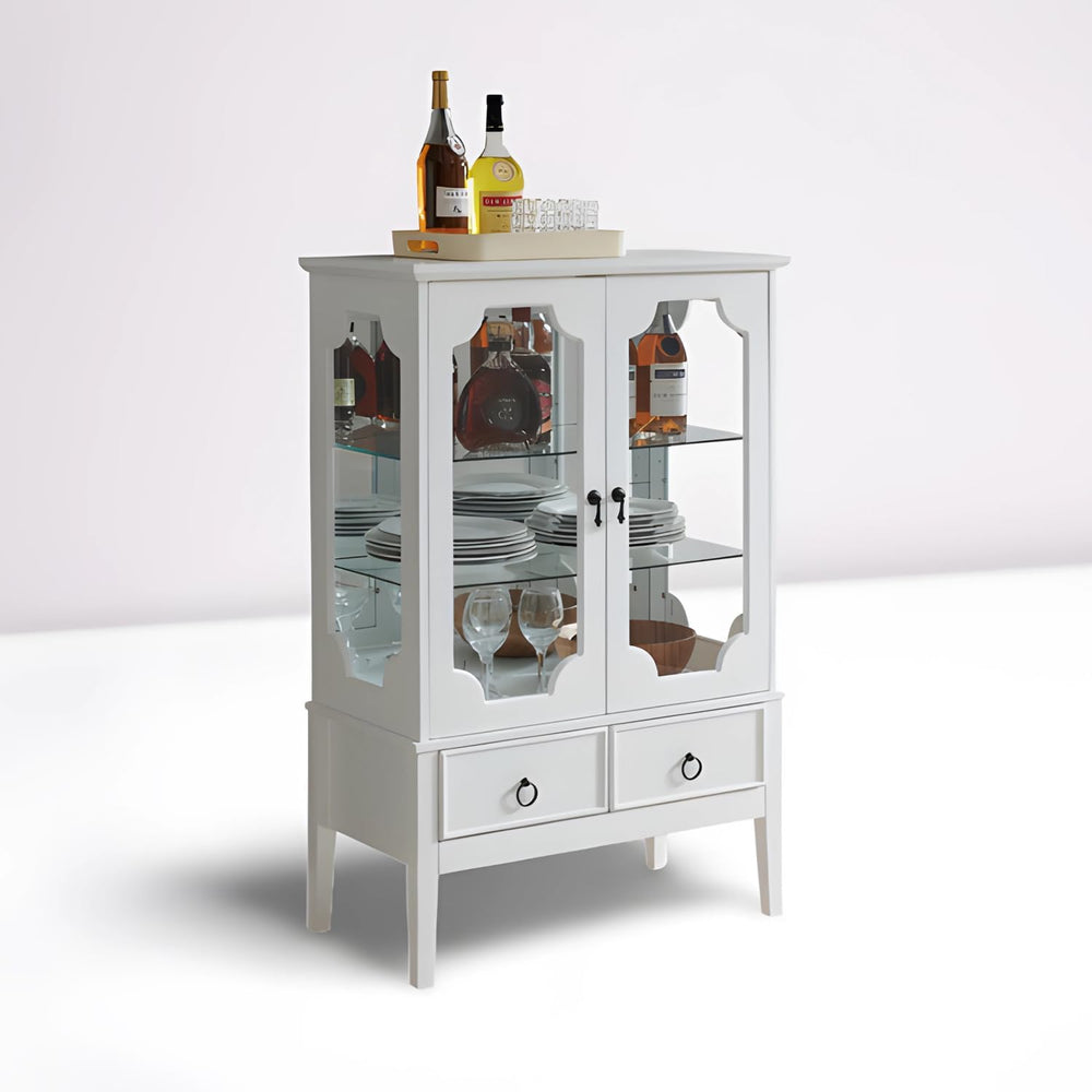 Kings Brand Furniture - Curio Accent Storage Cabinet with Doors, Glass Shelve...
