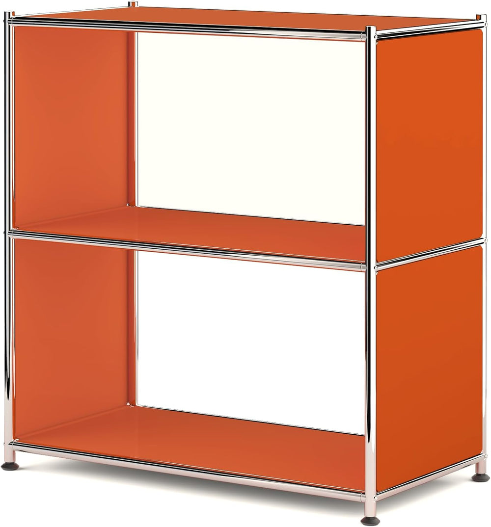 Metal Bookcase with Chrome Frame, Mid-Century Modern, H32.5