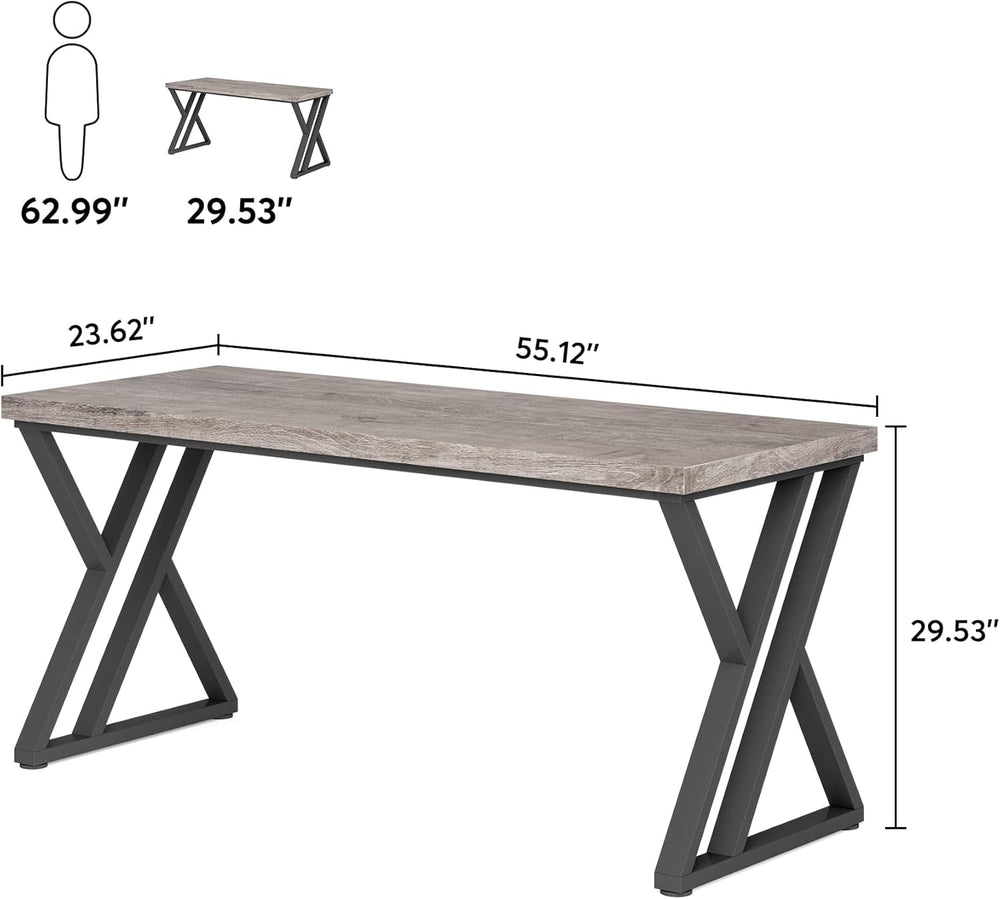 Tribesigns Writing Computer Desk, 55 inch Heavy Duty Study Desk with Z-Shaped...