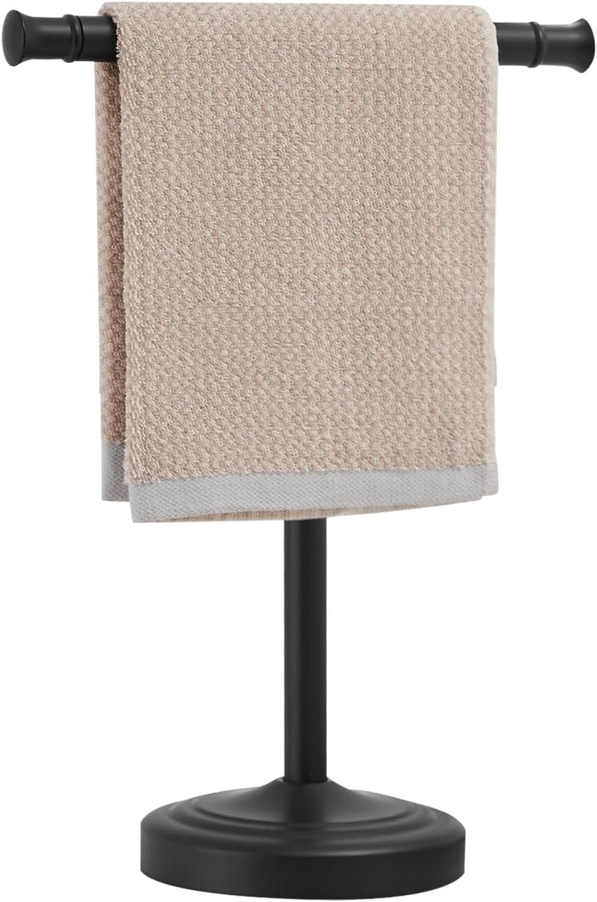 RUMOSE Matte Black Hand Towel Holder Stand Countertop Towel Rack