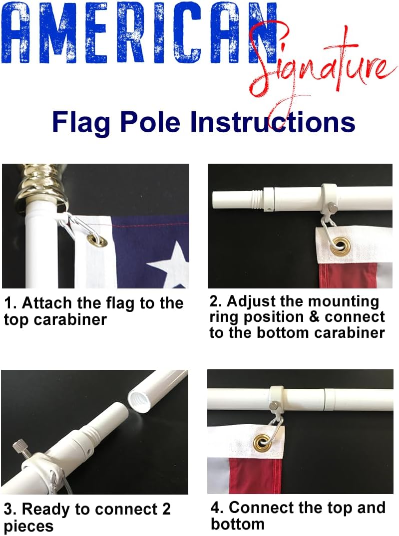 6 Ft Aluminum Flag Pole for Outside House – Silver -Tangle Free, Heavy Duty