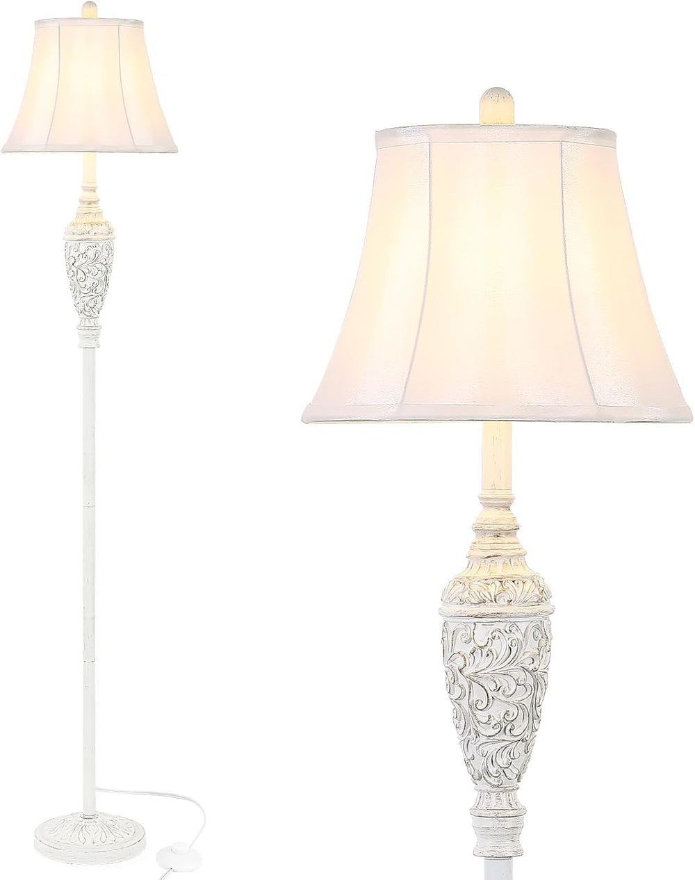 Sheetea 65’’ Floor Lamp for Living Room, Vintage Standing Lamp, White