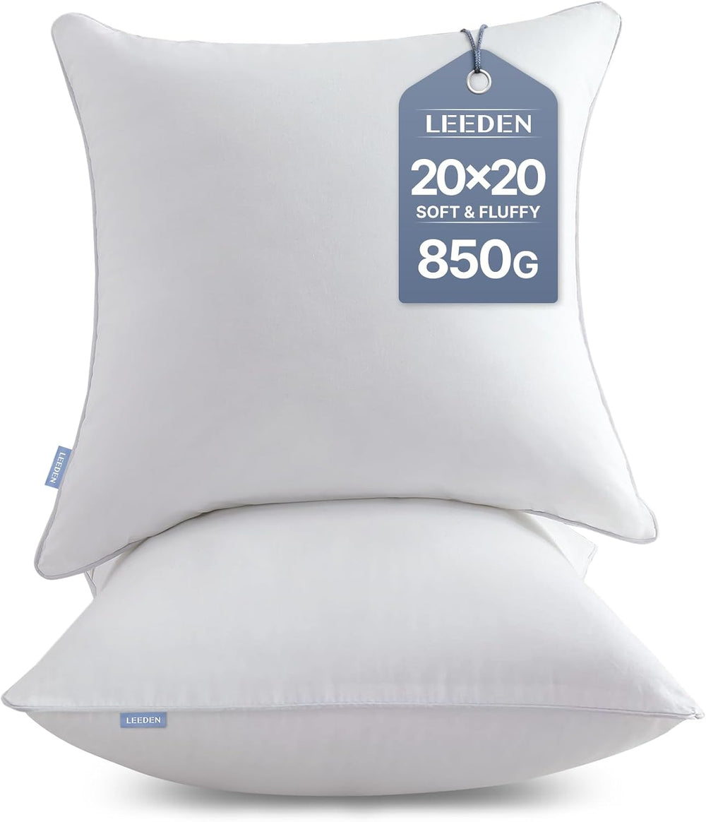 Leeden 20x20 Throw Pillow Inserts Set of 2-100% Cotton Cover