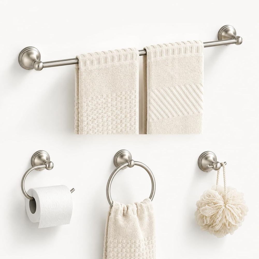 4-Piece Towel Bar Set, 24 Inch Towel Racks for Bathroom Wall Mounted in Brush...