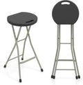 GYMAX Folding Stool, 28in Portable Collapsible Bar Stool with Handle & Steel Frame, 330lbs Sturdy Foldable Lightweight Metal Chair for Outdoor/Indoor Kitchen Home Bar, Assembly Free (Set of 2, 28inch)