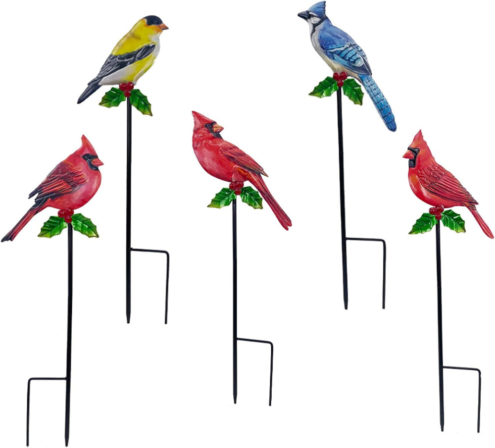 5 Pack Metal Bird Garden Stakes 20in Rustproof Yard Art Outdoor Decor