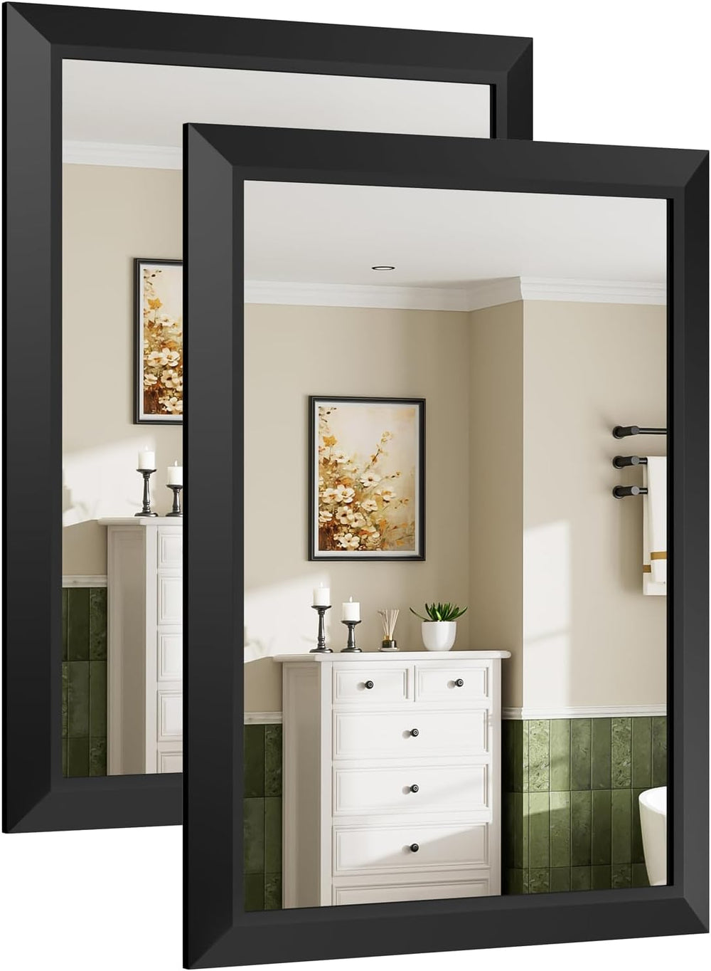 Briivue 24X36 Black Bathroom Mirror for Over Sink, 2-Pack