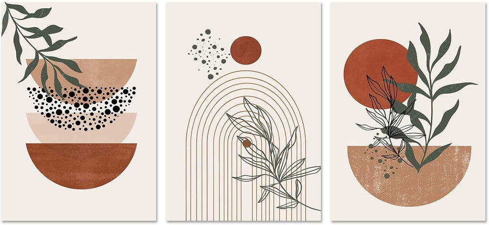 Boho Wall Art Prints, Boho Wall Decor, Abstract Geometric Prints Black Beige ...