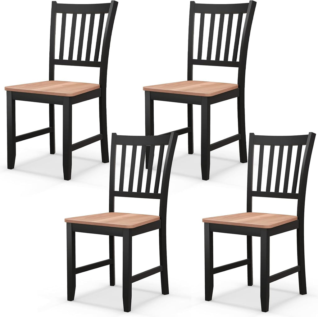 NAFORT Wooden Dining Chairs Set of 4, High Back Kitchen Chairs with Solid Rubber Wood Legs, Non-Slip Foot Pads, Max Load 300 Lbs, Farmhouse Seat Dining Room Chairs