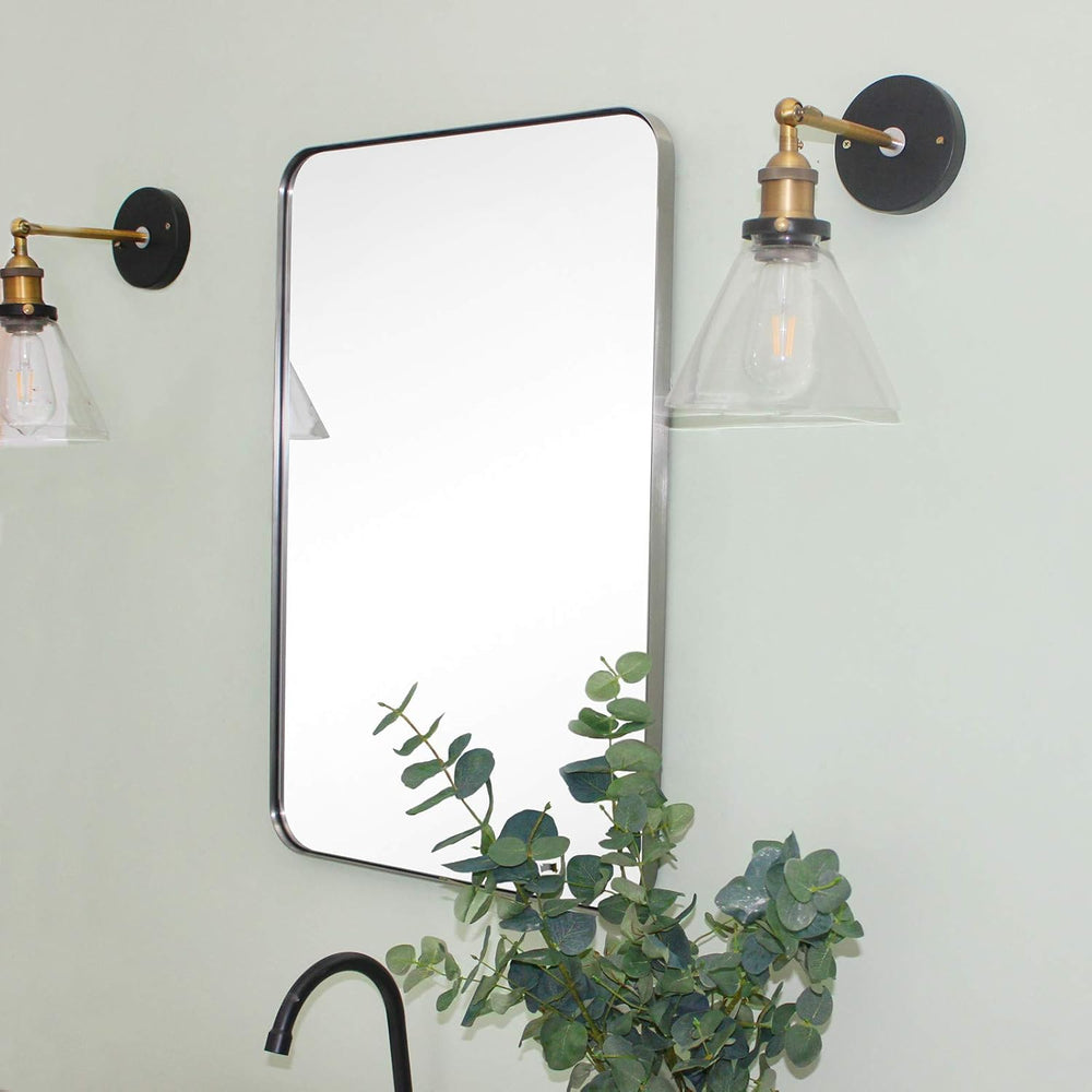 GRACTO 20 x 30'' Polished Nickel Rectangle Bathroom Vanity Mirror for...