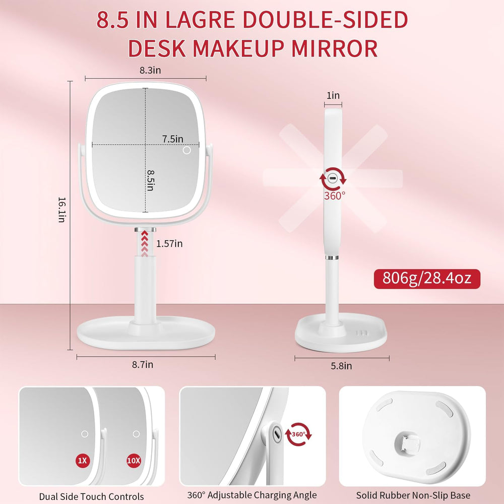 Vanmirr Lighted Makeup Mirror, Height-Adjustable with Magnification