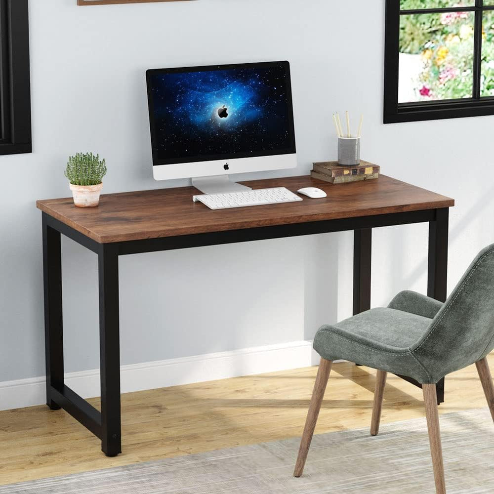 Tribesigns Modern Simple Computer Desk, 47 inch Vintage Office Desk Computer ...