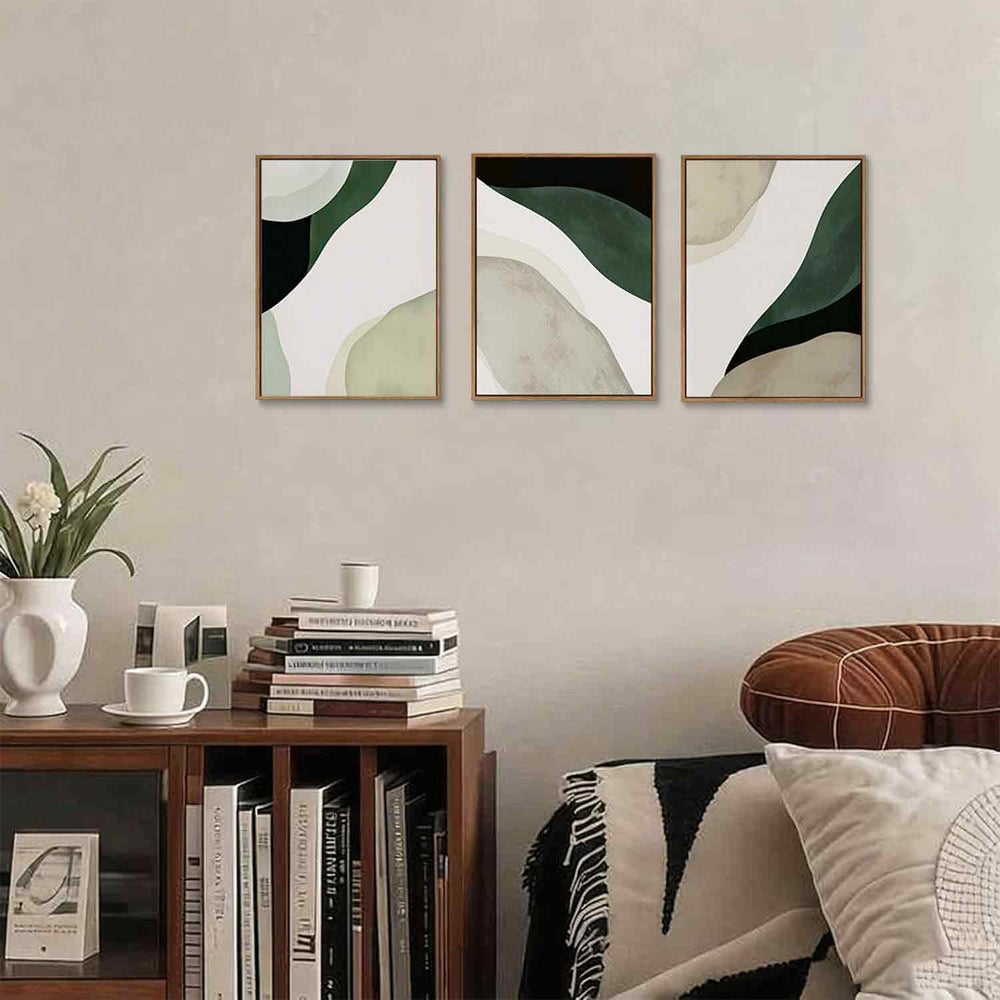 myusuar 3 Piece Large Modern Abstract Canvas Framed Wall Art For Living Room,...