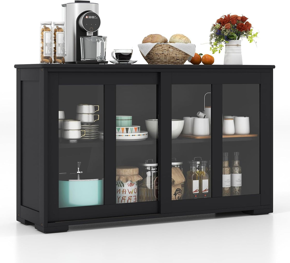 COSTWAY Buffet Sideboard with Storage, 2-Door Floor Cupboard
