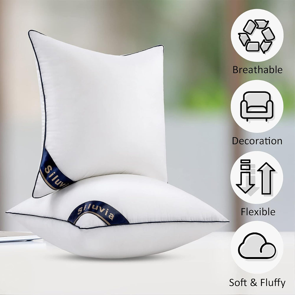 Siluvia 20x20 Down Alternative Pillow Insert 2 Pack, 100% Cotton Cover