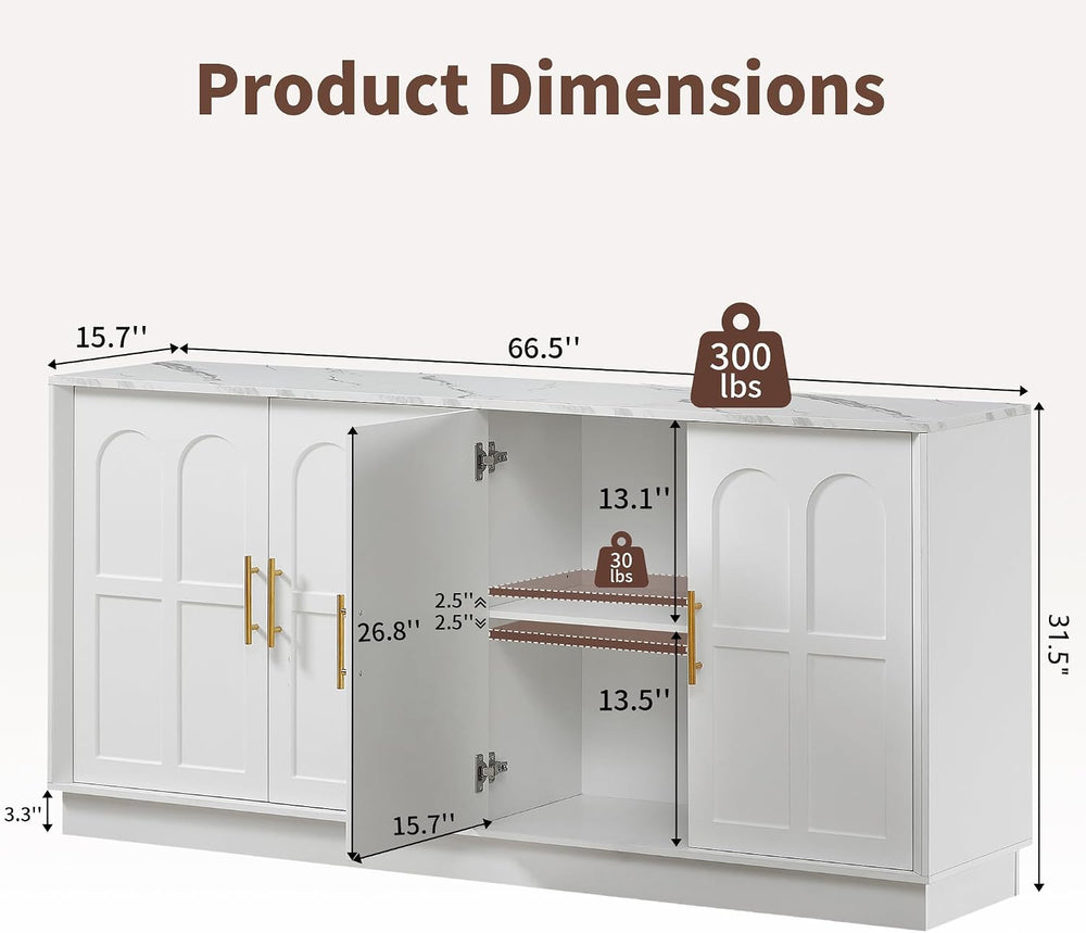 66.5" Sideboard Buffet Cabinet with Storage, Modern Credenza