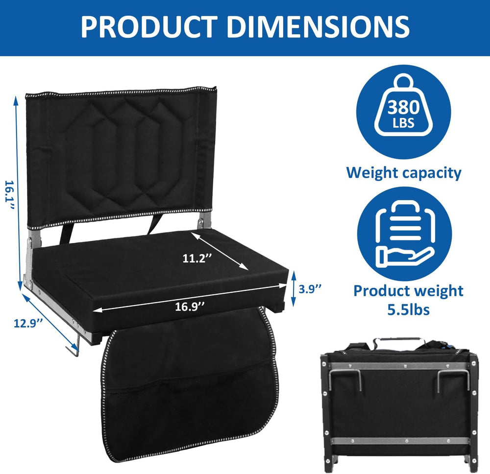 Portable Folding Stadium Chair with Back Support
