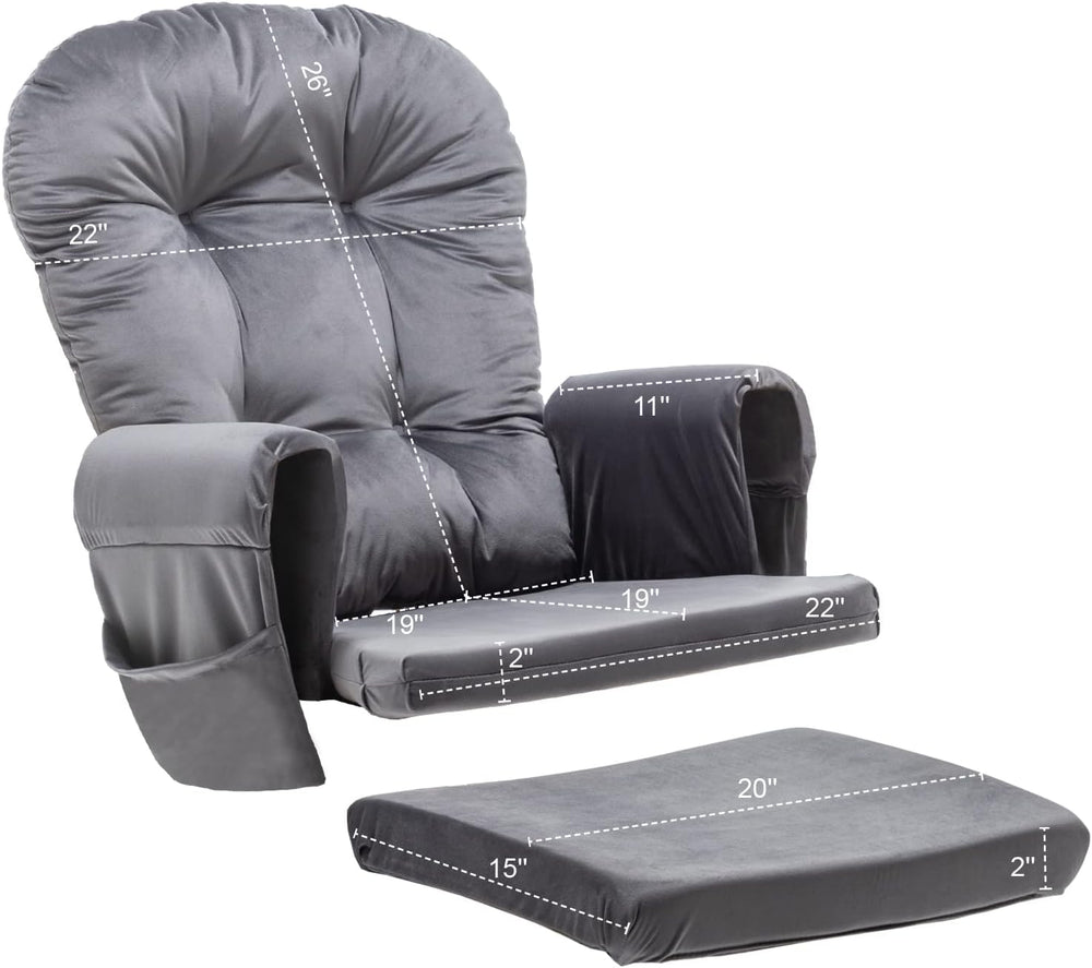 SyyBhb Glider Rocker Replacement Cushions with Storage Pocket, 5PCS, Soft Vel...