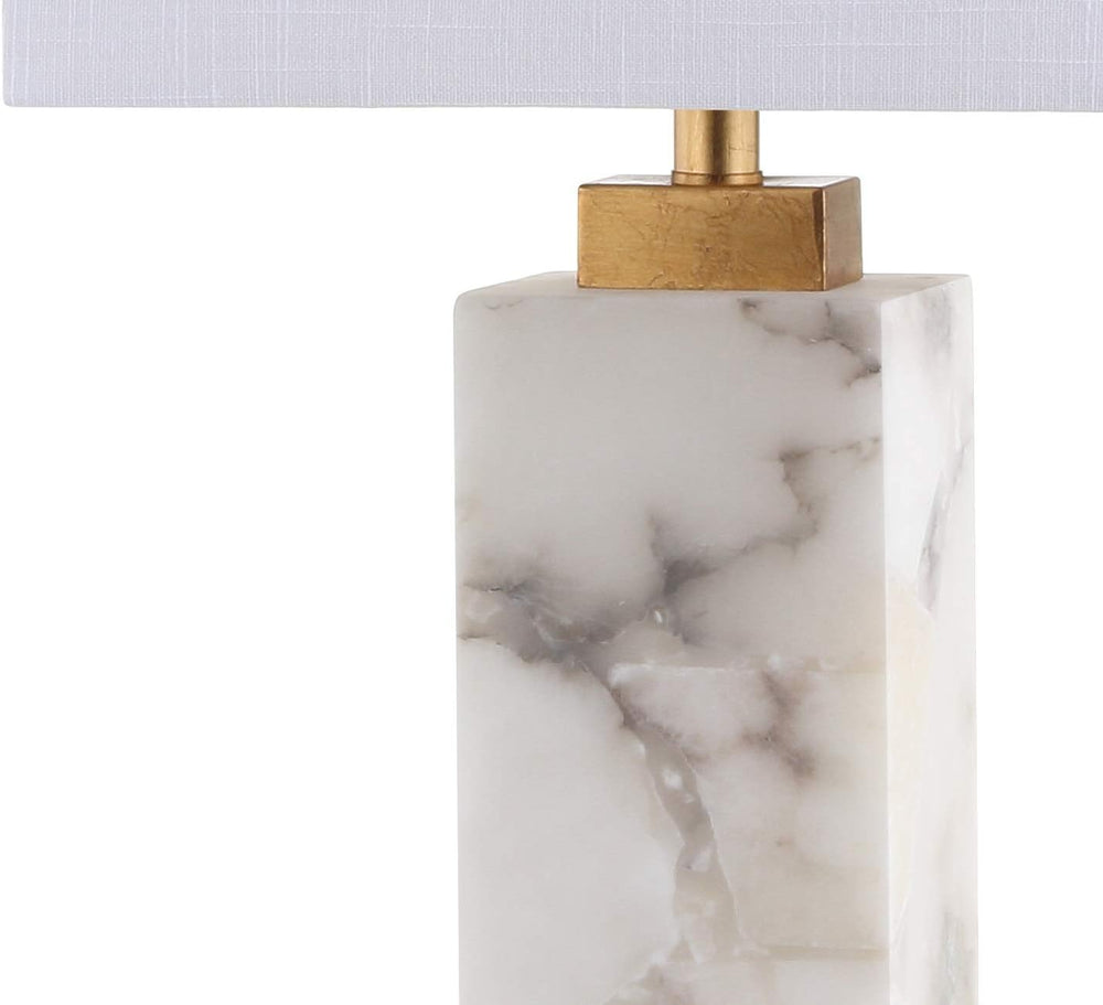 JONATHAN Y Elizabeth Alabaster Nightlight Lamp 27.5", White/Gold Painting