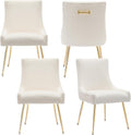 adochr Velvet Dining Chairs Set of 4 with Gold Metal Legs, Beige