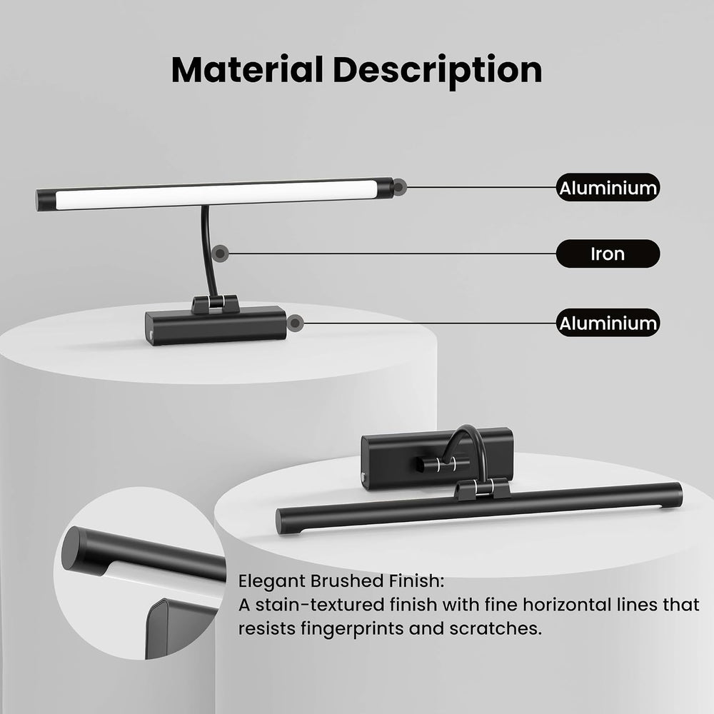 2 Pack Picture Lights for Wall 6000mAh - 16" Black Cordless Battery Powe...