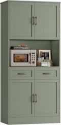HOSTACK 71" Tall Kitchen Pantry Storage Cabinet, Wood Kitchen Hutch, Green