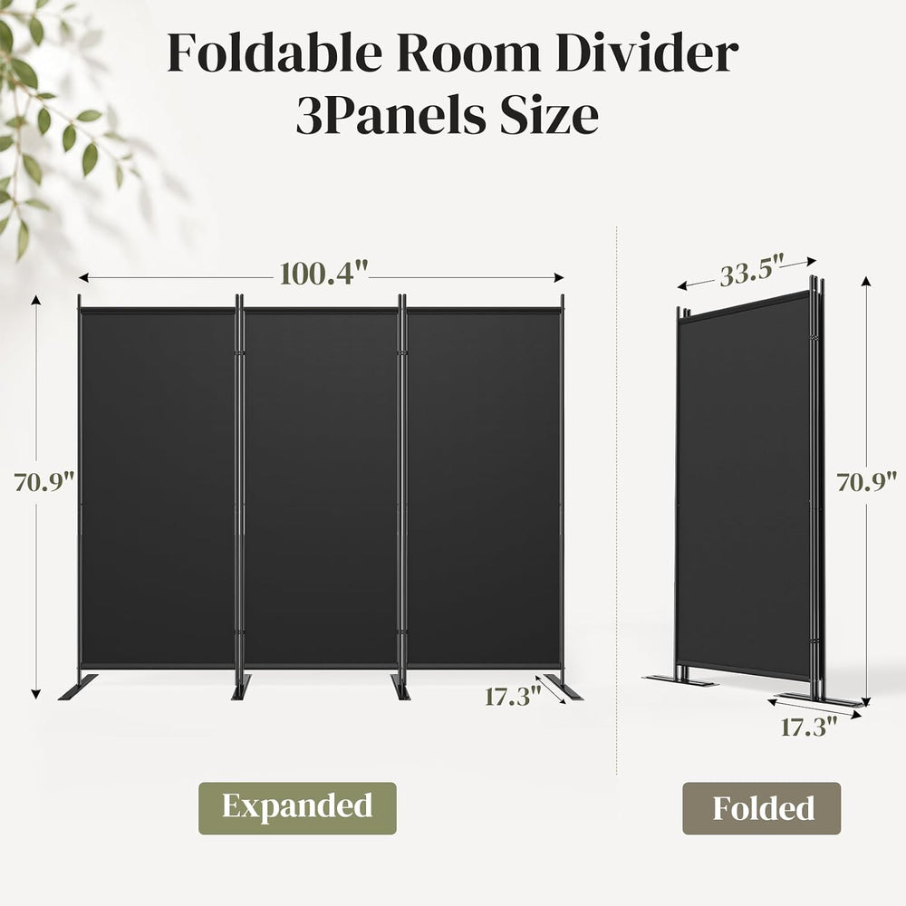 JOSTYLE 3 Panel Room Divider 100" W x 71" H Folding Privacy Screen,...