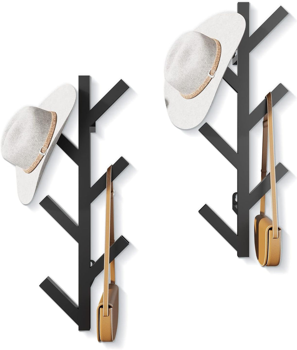 2 Pack Vertical Coat Rack Wall Mounted, Metal Vertical Hat Rack for Wall,