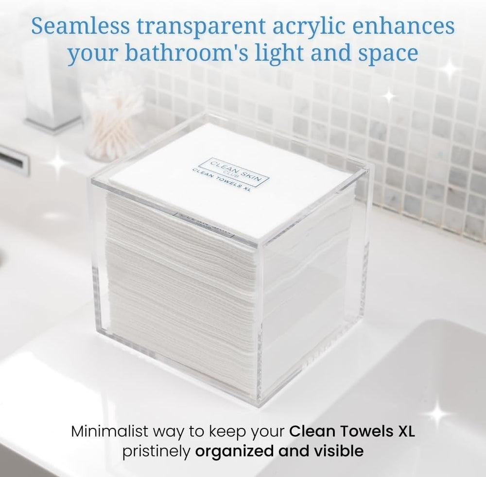 CLEAN SKIN CLUB Clear Acrylic Box for Clean Towels XL (NOT Included), Contain...