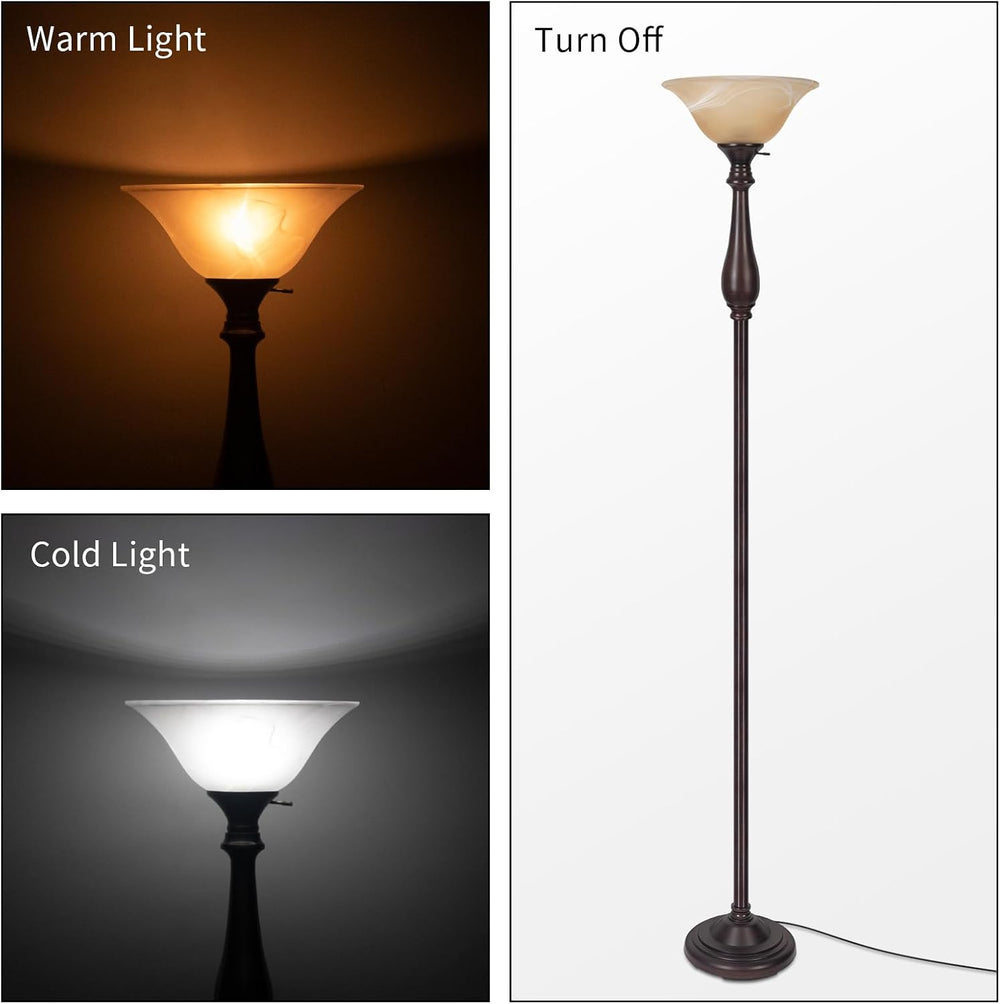 HonoDing Torchiere Floor Lamp for Living Room, Standing Lamp with Glass Shade...