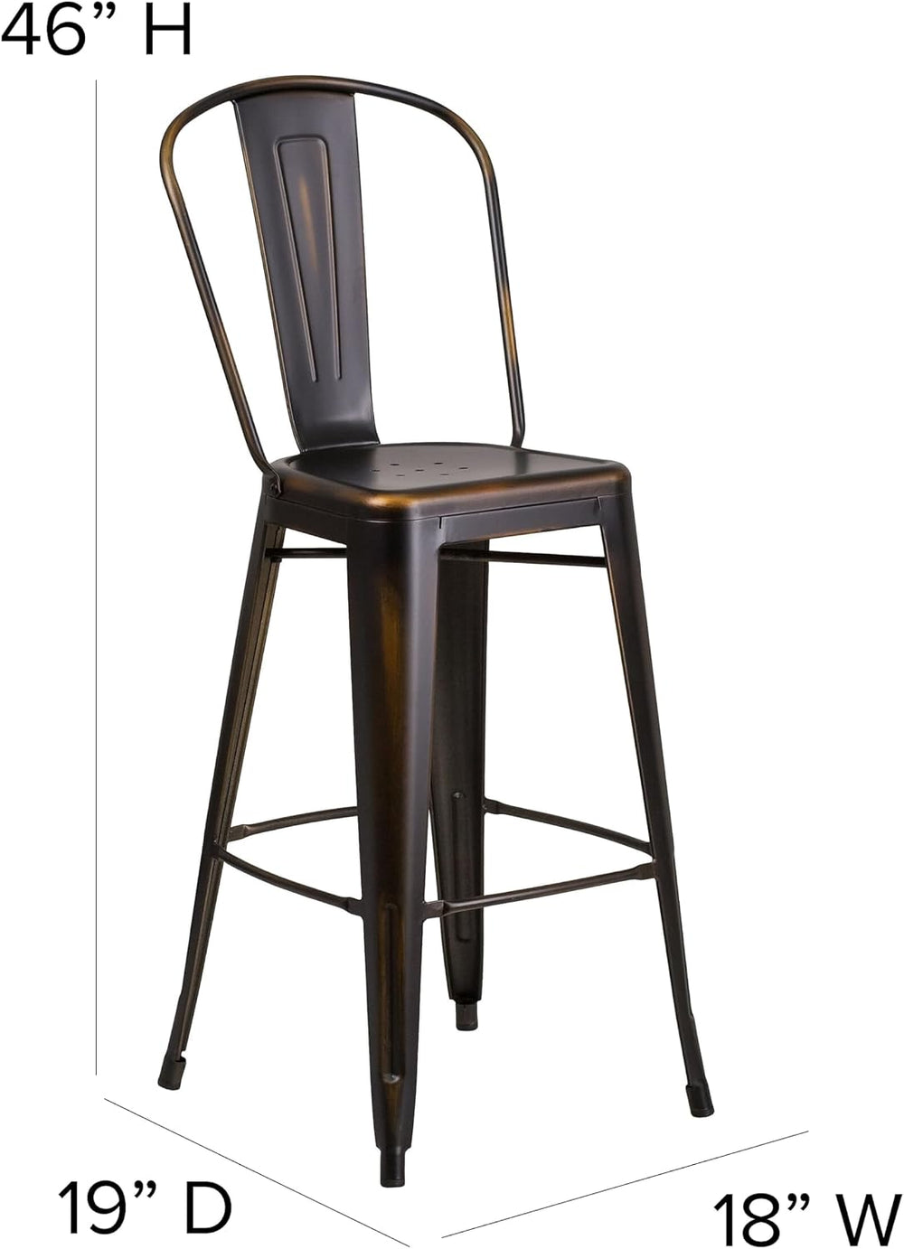 Flash Furniture Commercial Grade 30" High Distressed Copper Metal Indoor...