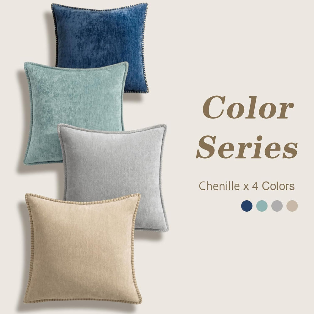 decorUhome Fall Soft Decorative Chenille Throw Pillow Covers 18x18 Set of 4