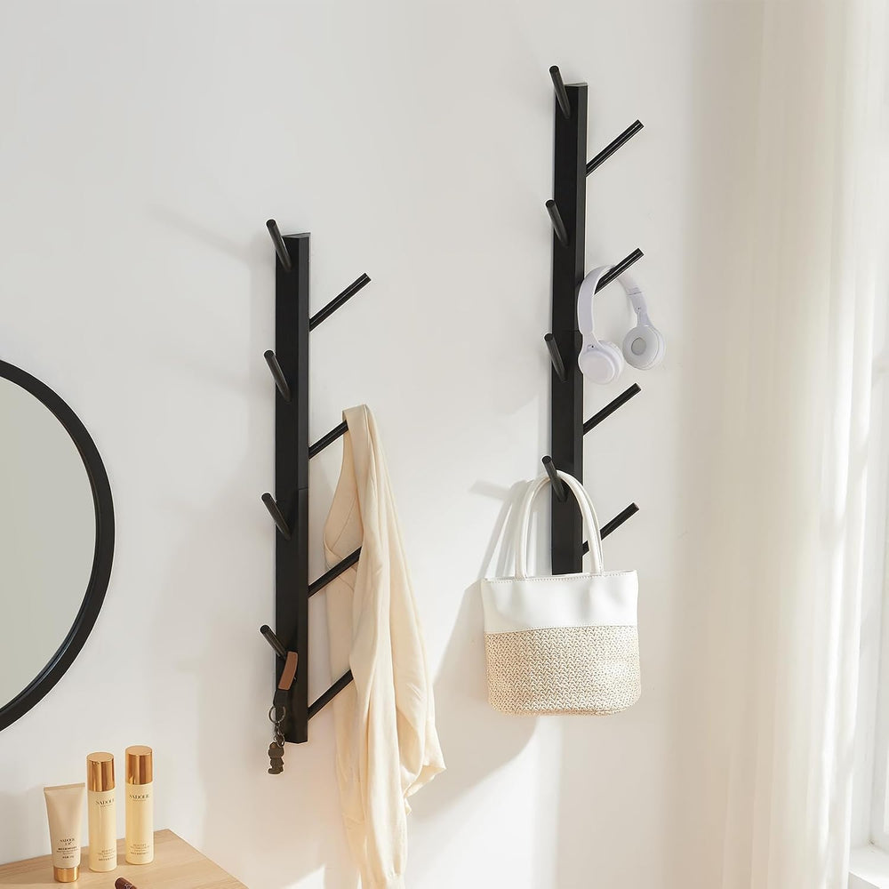 TIOPGHAD 2-Pack Vertical Wall Mount Coat Rack for Clothes and Hats, Black