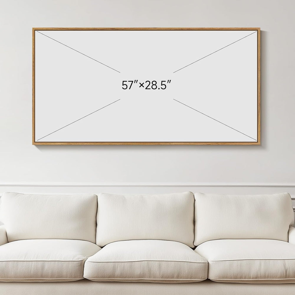 Large Framed Neutral Beige Brown Abstract Wall Art for Living Room 60x30 In