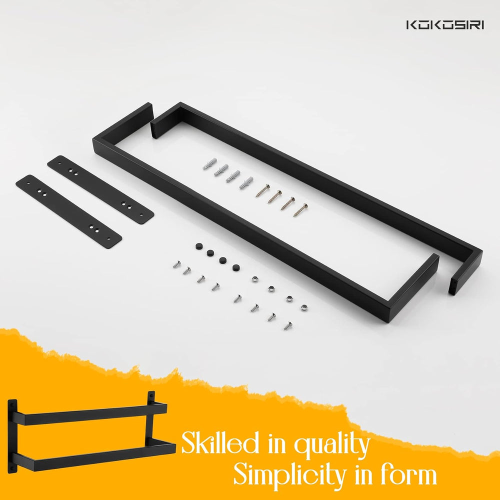 KOKOSIRI Towel Bars Black Bath Towel Holders 20 Inches Bathroom 2-Tiers Ladde...