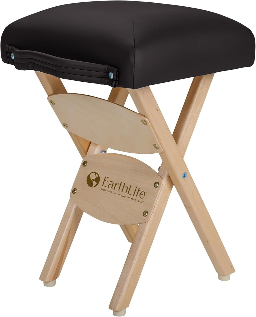 EarthLite Wooden Folding Stool, 19in, Black