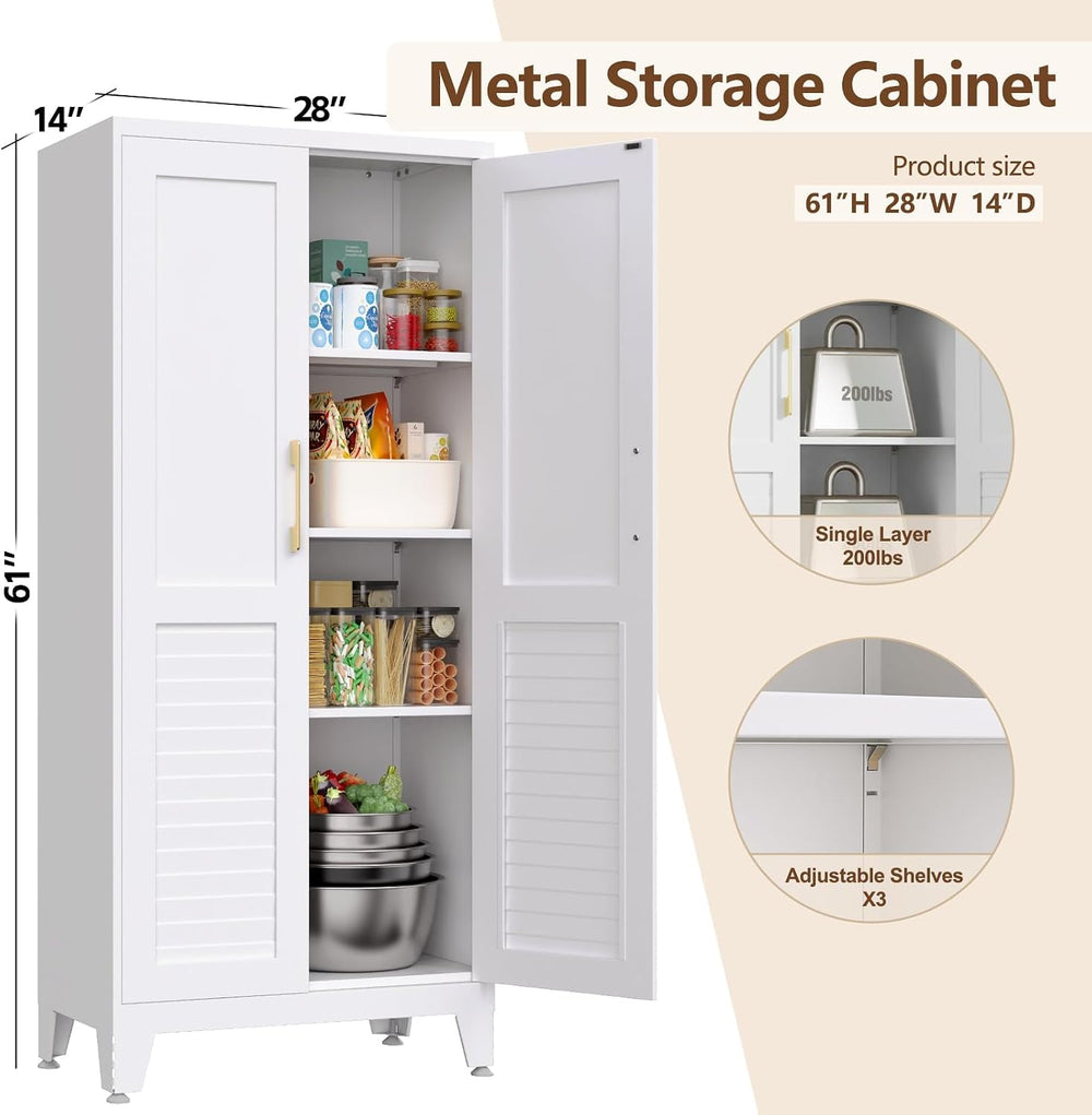 61" H Storage Cabinet, Freestanding Kitchen Pantry Cabinet