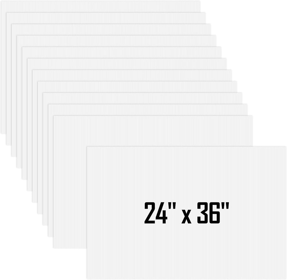 12 Pack 24 x 36 Inch Corrugated Plastic Boards Blank Yard Signs