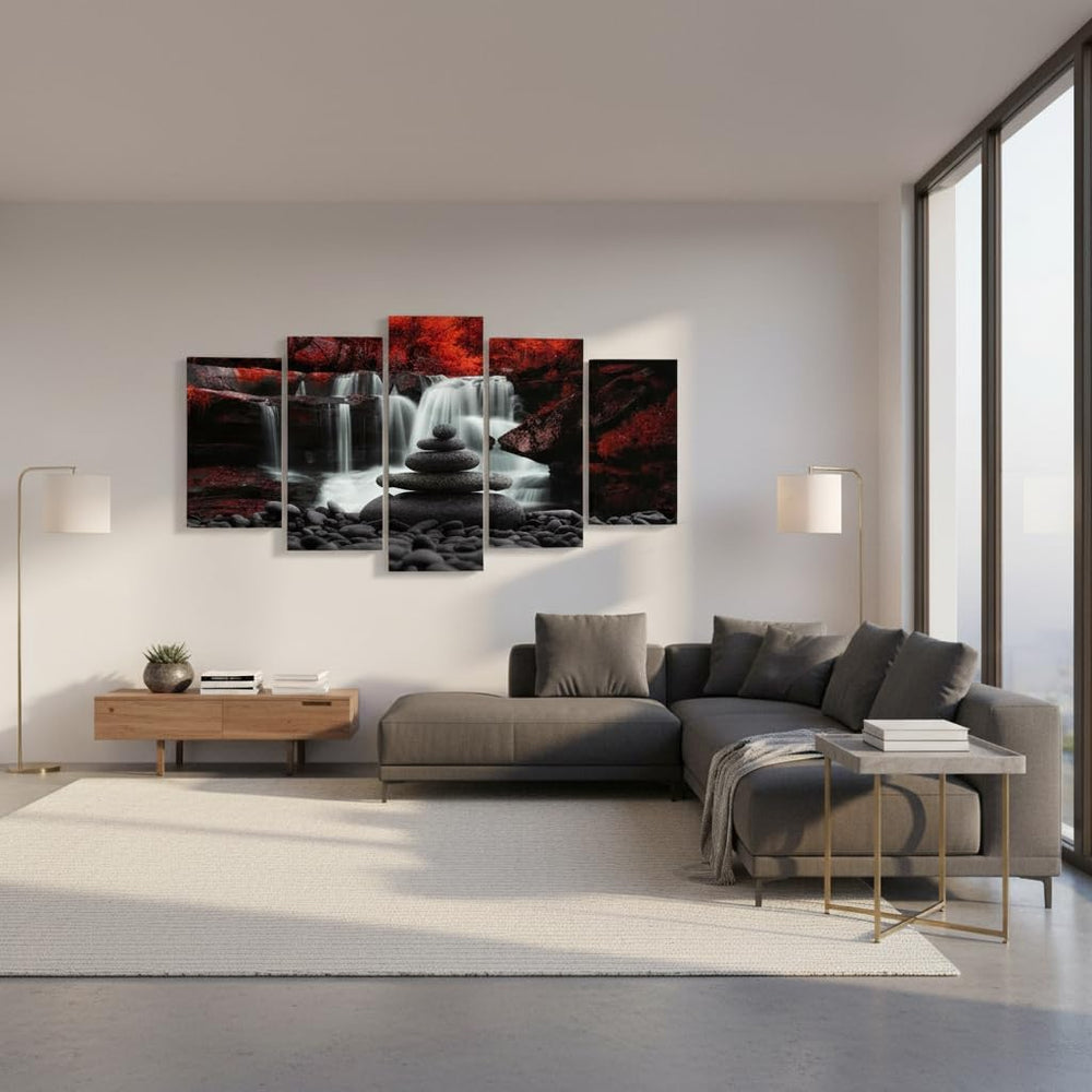 Conipit Black White Red Landscape Print Artwork for Living Room Red Tree Canv...