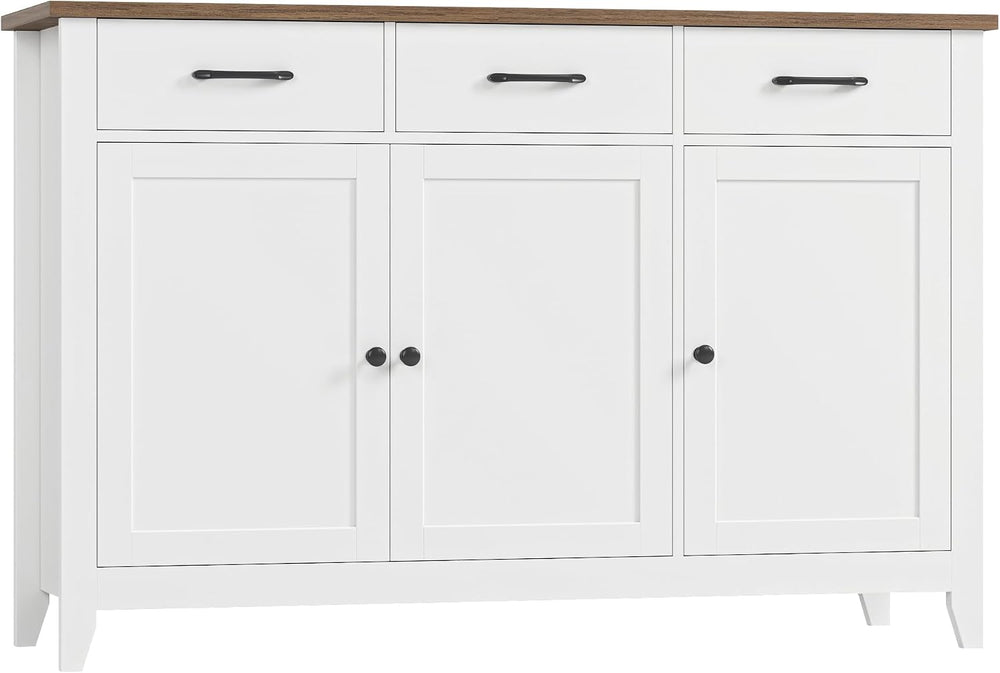 HORSTORS 47" W Kitchen Buffet Sideboard Cabinet with Storage Drawers, White