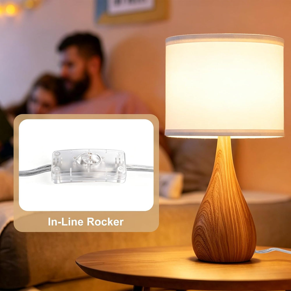Farmhouse Style Table Lamp, Bulb Not Included, Pack of 2, Faux Wood Grain