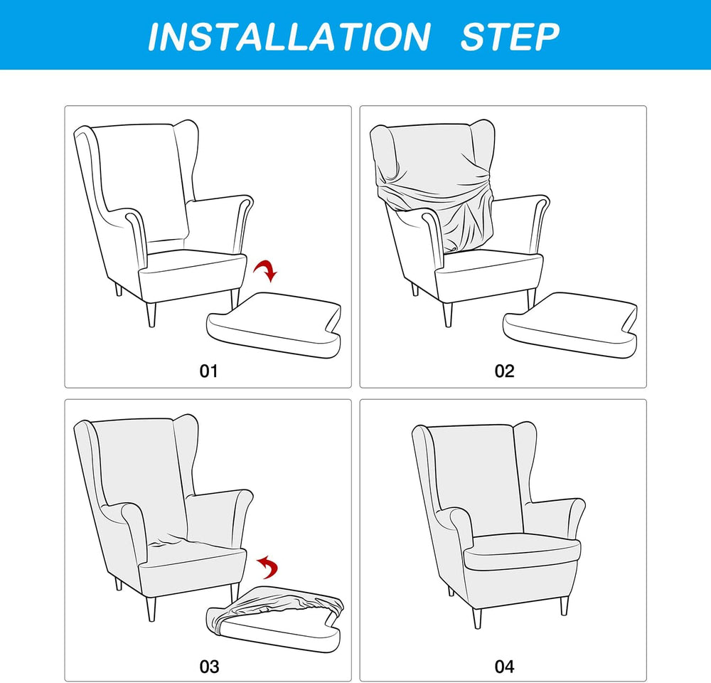 OBCREAT Wingback Chair Covers 2 Piece Stretch Velvet Wingback Chair Slipcover...