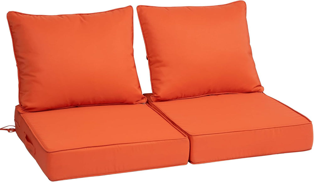 Outdoor Chair Cushions with Back, 22x24x4in, Orange, 2 Set