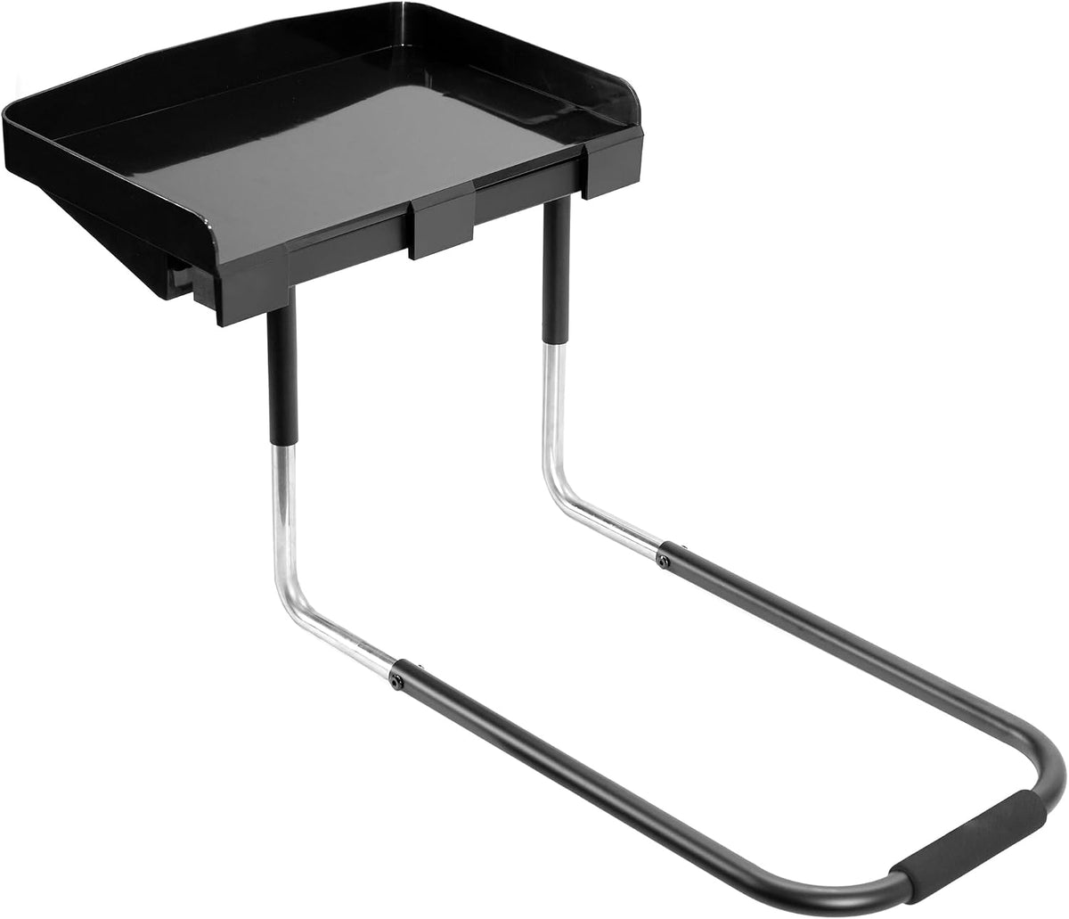Height Adjustable Under Mattress 17 inch Bedside Shelf, Works with Lofts and Beds Without Frames, Heavy Duty Storage Tray, Fits Laptops, Books, and Drinks, Nightstand Alternative, Black