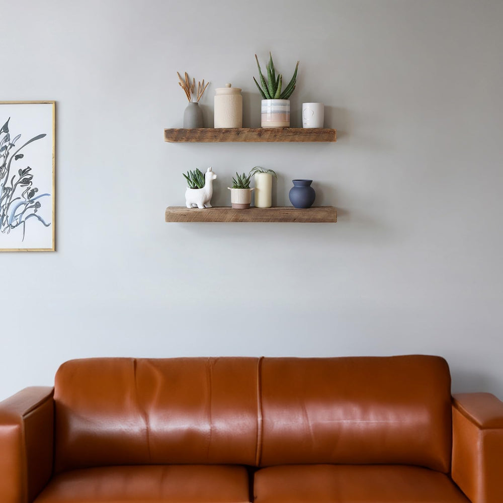 Urban Legacy Reclaimed Barnwood Planks | Floating Shelves for Wall w/Flush Mo...