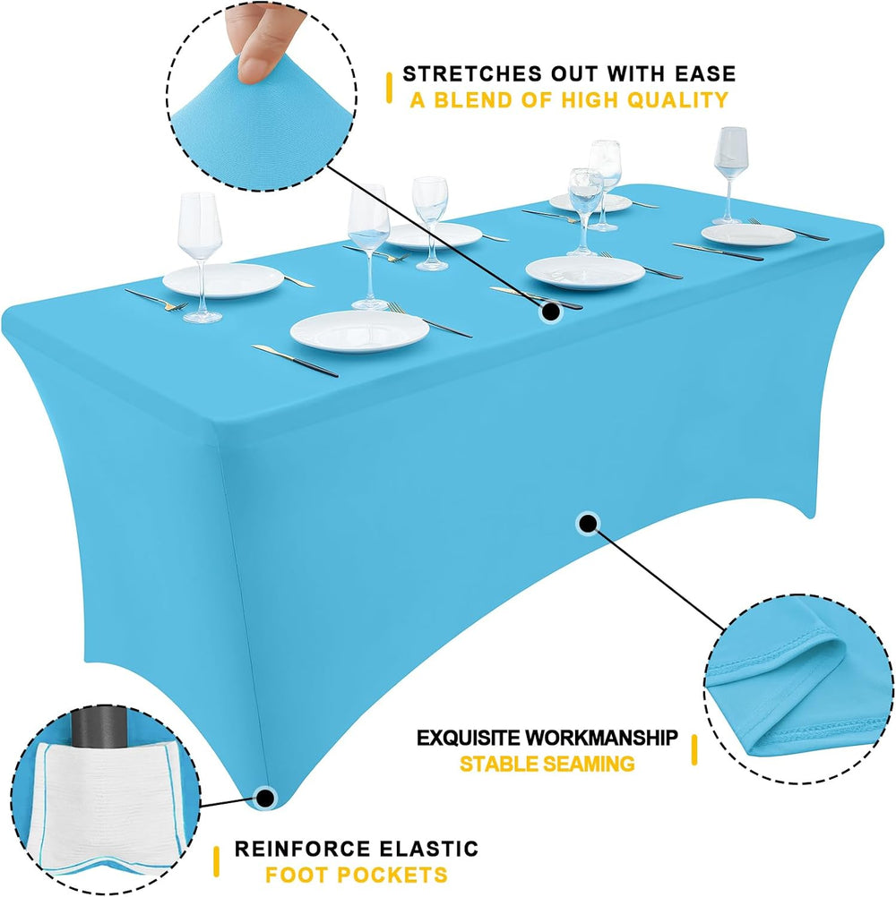 Smiry 2 Pack Spandex Table Cloth 6FT, Elastic Fitted Blue Mist Tablecloth