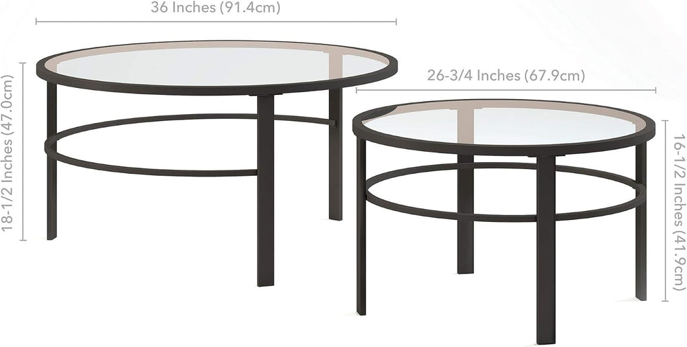 Henn&Hart 36" Modern Coffee Table, Black