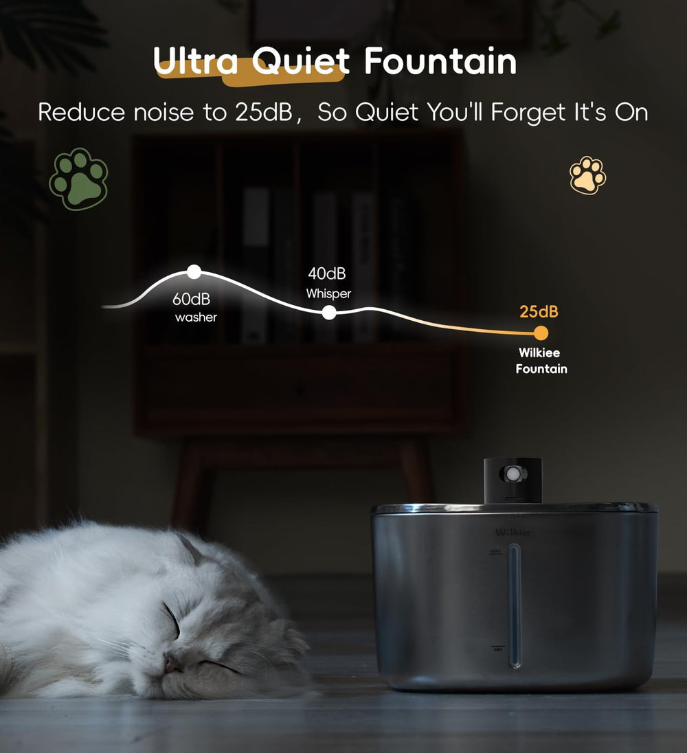 Cat Water Fountain Stainless Steel, 138fl.oz / 4.1L Cordless Cat Fountain