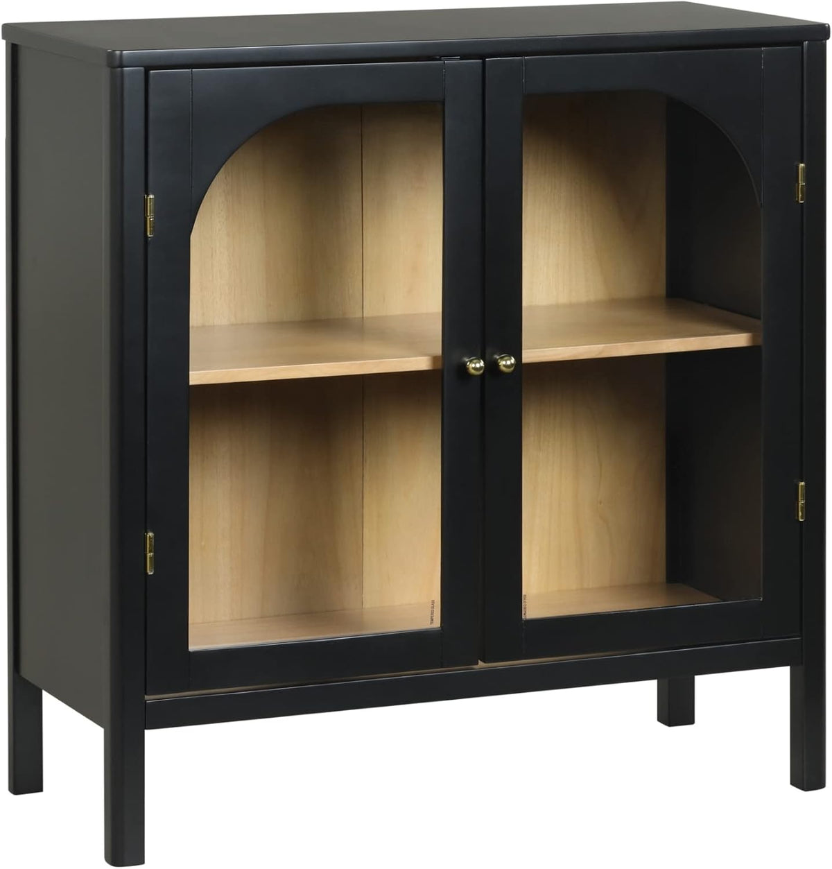 Nathan James Mason Storage Cabinet, Free Standing Accent Sideboard Buffet, Credenza with Glass Doors and Adjustable Shelf in Black Oak Wood for Dining Room, Entryway and Living Room, Clear Glass/Black